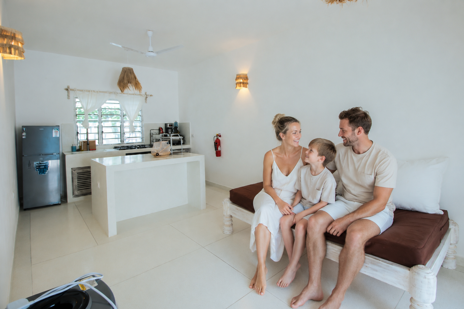 Family enjoying the indoor living space